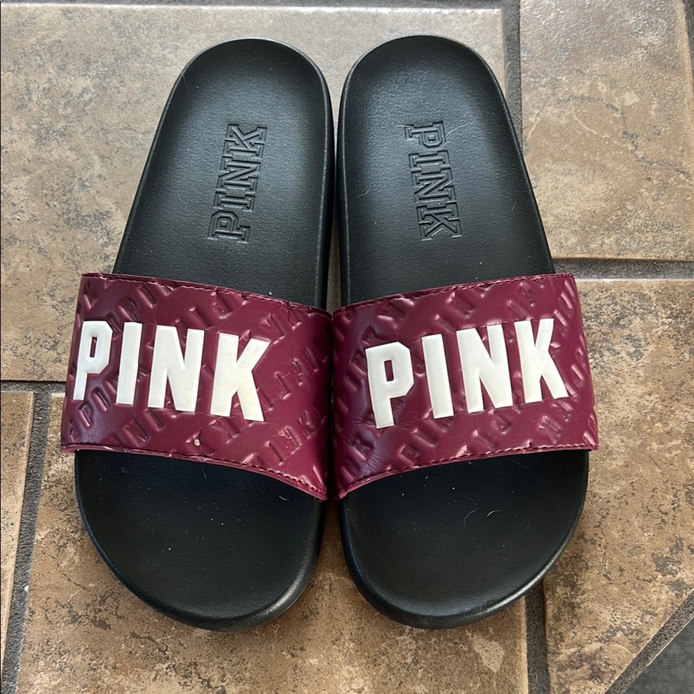 Pink Logo Slide Sandals